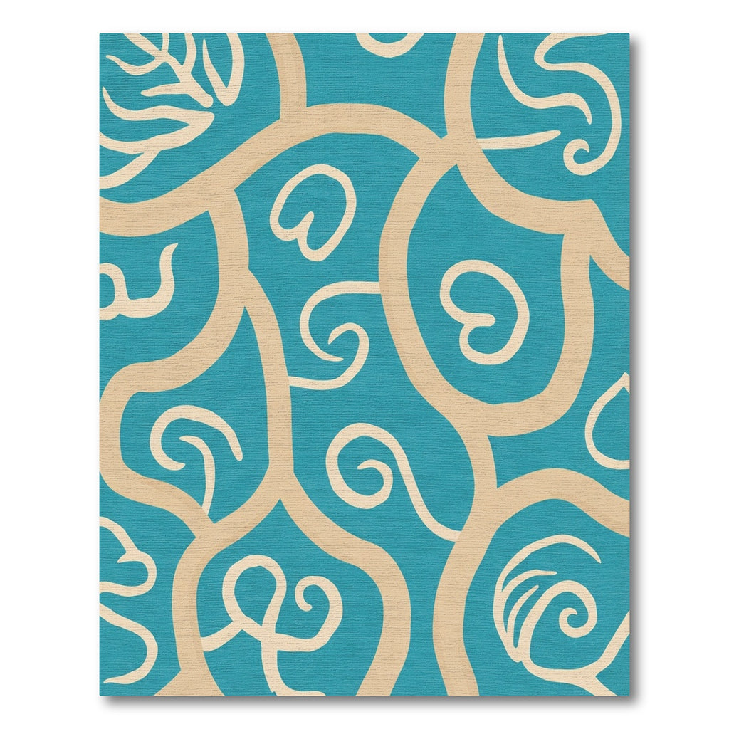 Teal Beige Organic Swirl Rug