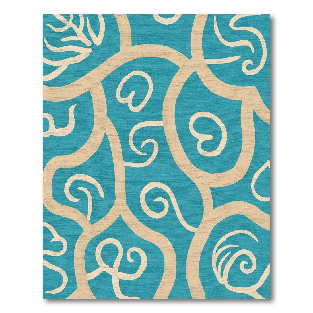 Teal Beige Organic Swirl Rug