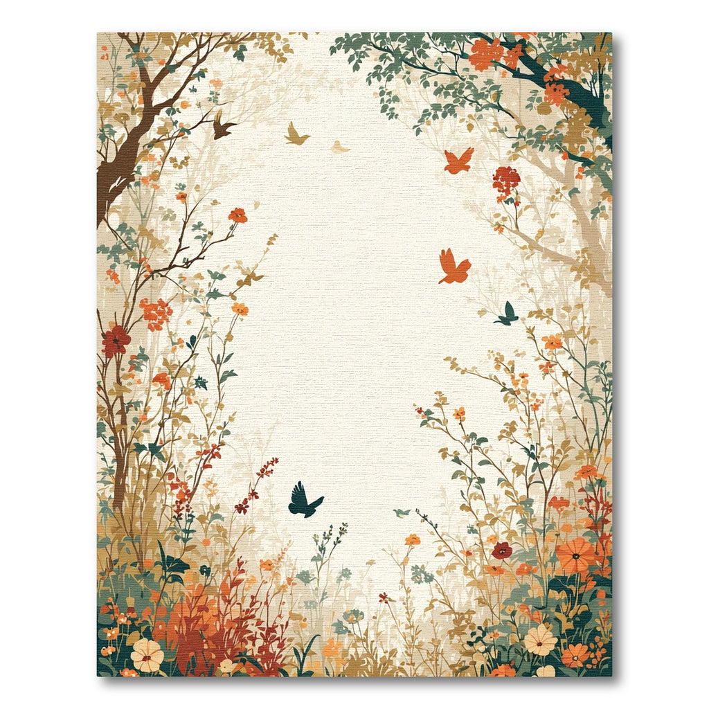 Botanical Garden Scene With Birds Rug