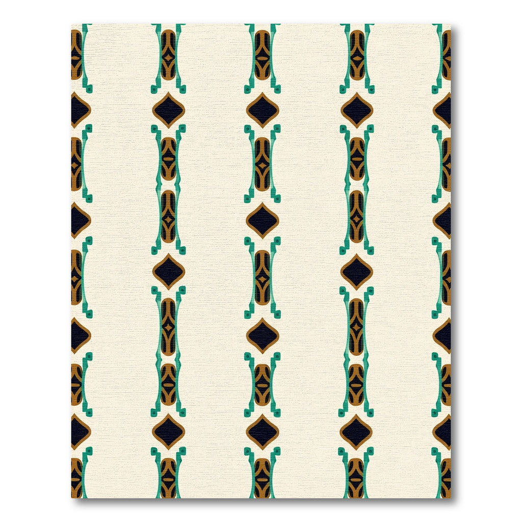 Emerald Gold Teal Diamond Column Rug