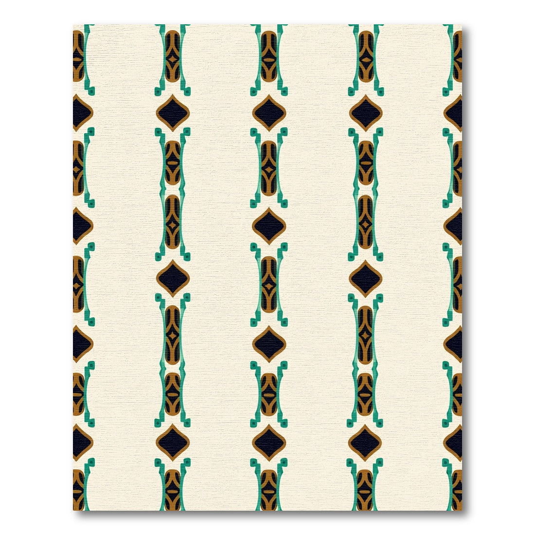 Emerald Gold Teal Diamond Column Rug