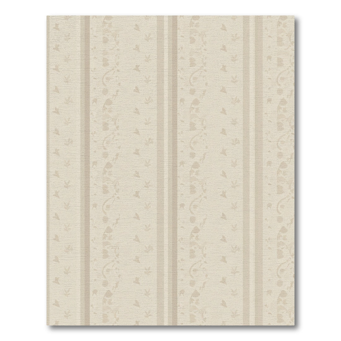 Subtle Cream Striped Floral Vine Rug