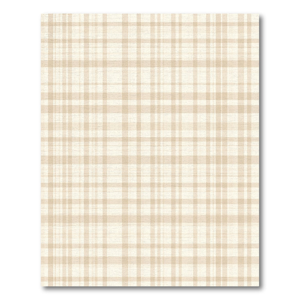 Warm Beige Subtle Plaid Lines Rug