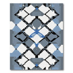 Geometric Blue Diamond Pixel Art Rug
