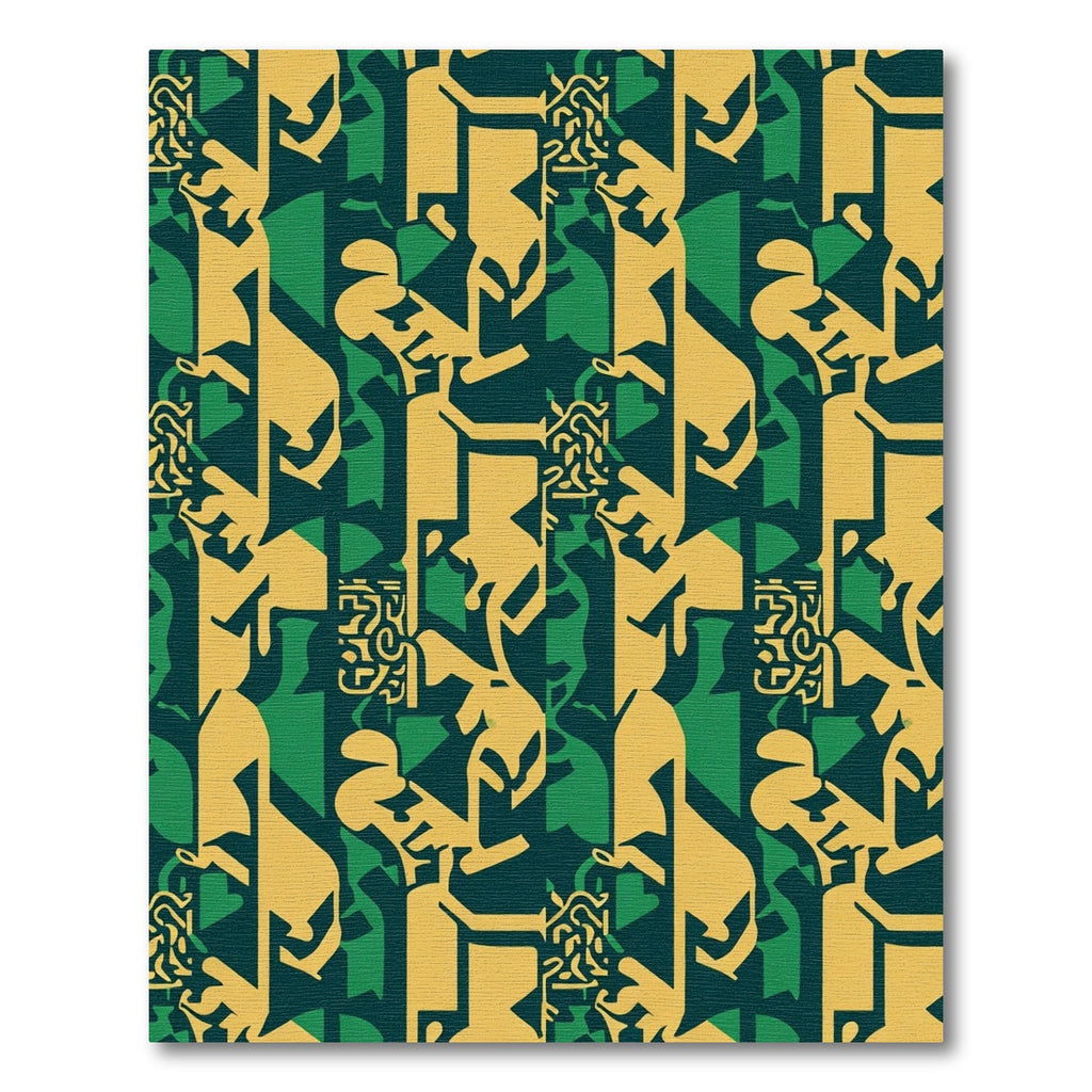Bold Yellow Green Abstract Figures Rug