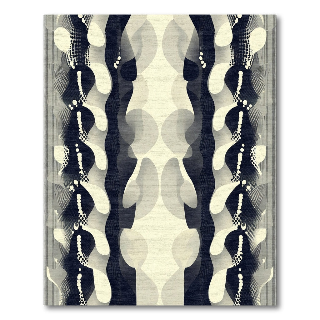 Abstract Organic Cream Dark Waves Rug
