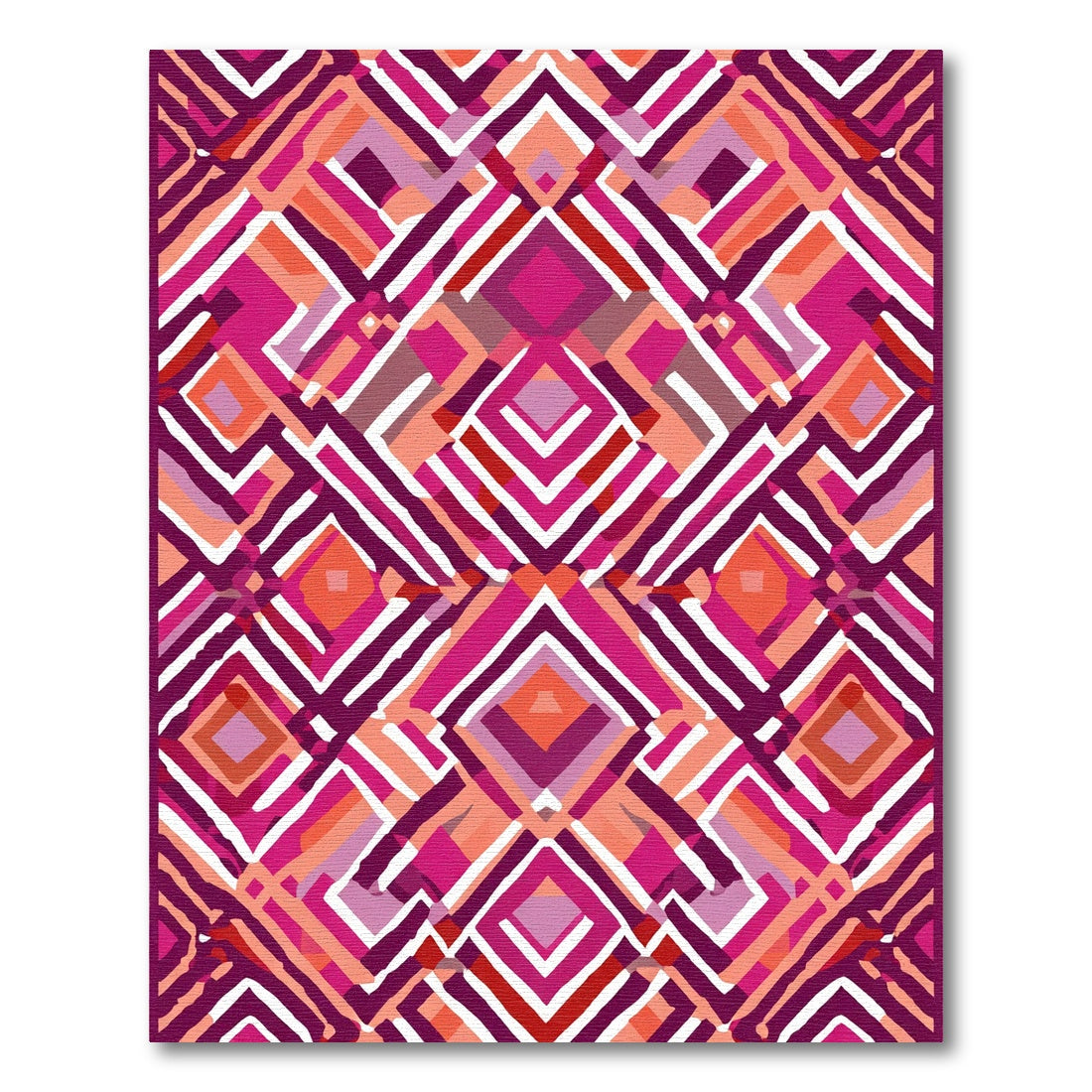 Vibrant Pink Diamond Geometric Overlay Rug