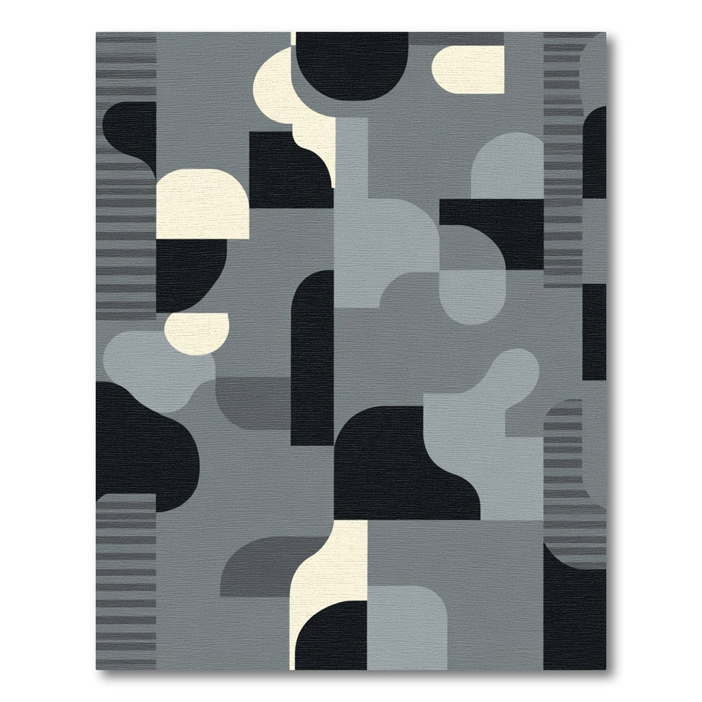 Monochrome Abstract Geometric Mid Century Modern Rug