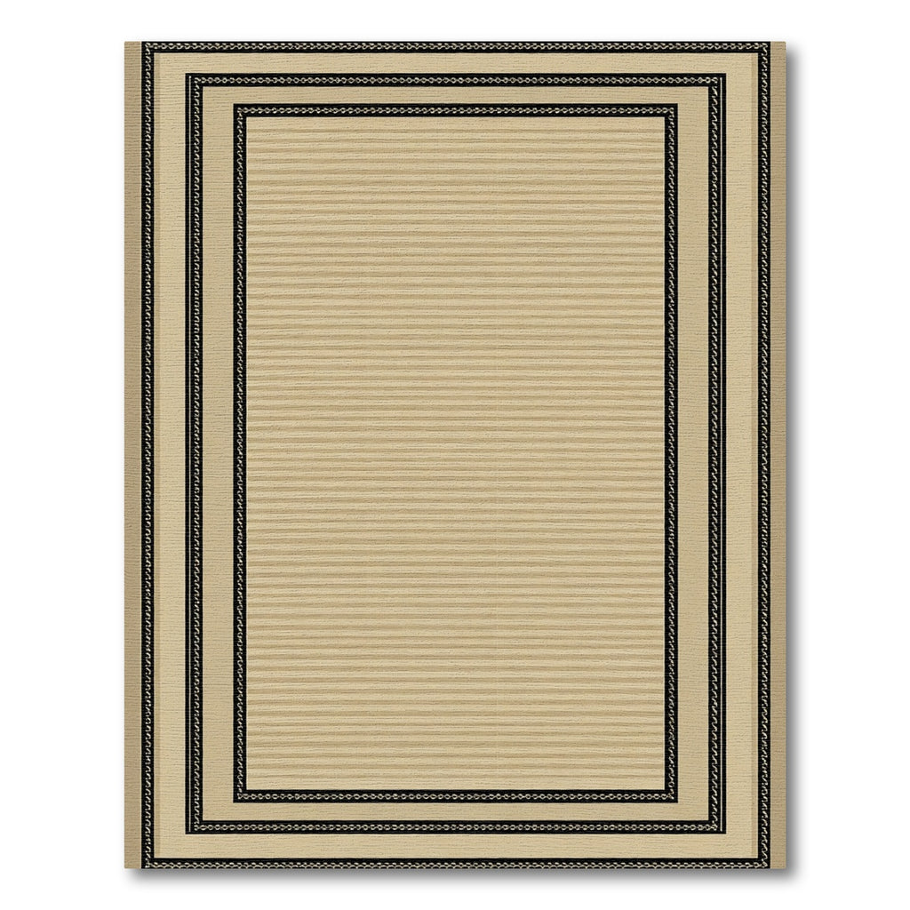 Tan Striped Bordered Classic Rug