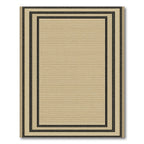 Tan Striped Bordered Classic Rug