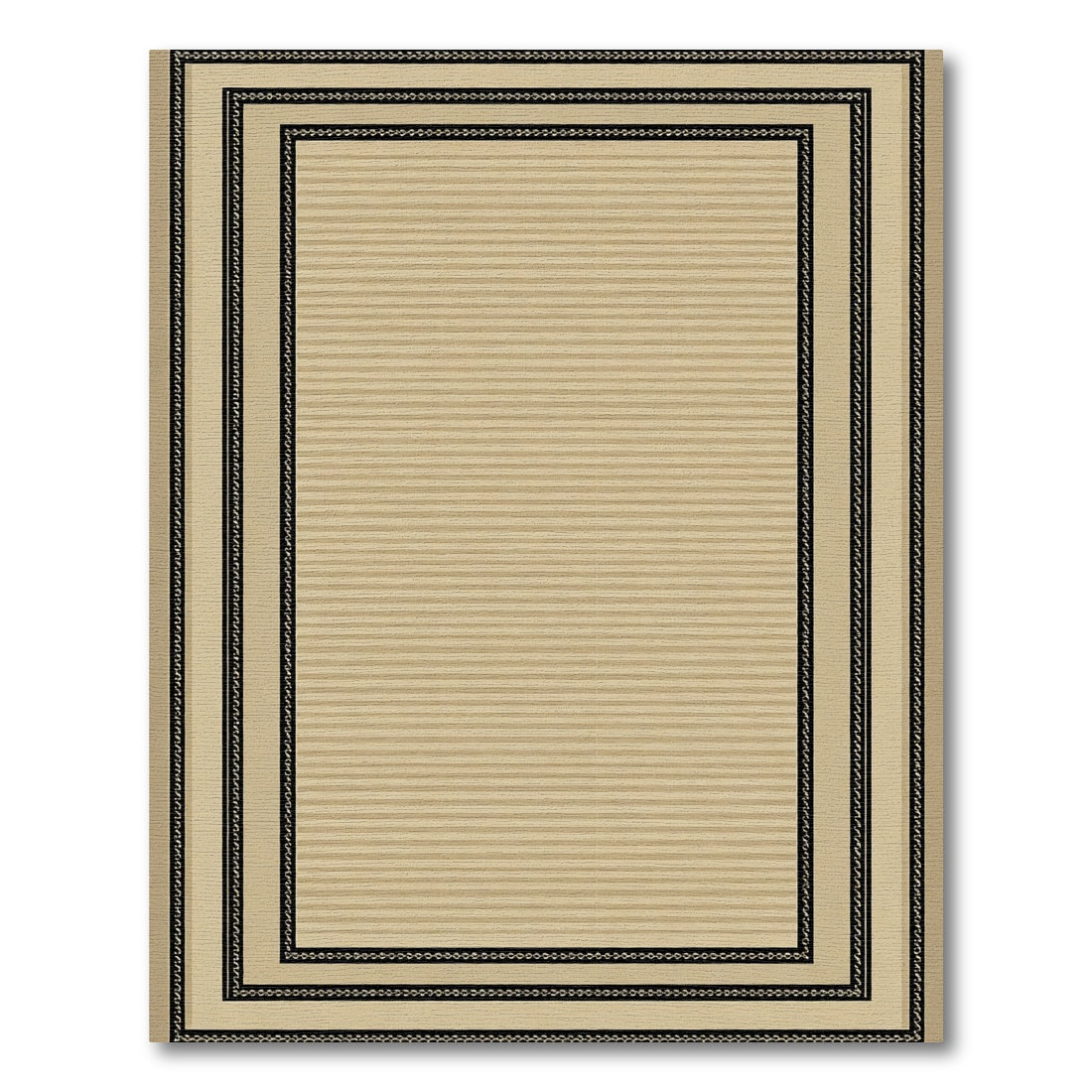 Tan Striped Bordered Classic Rug