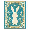 Aqua Bunny Floral Whimsical Garden Rug