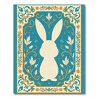 Aqua Bunny Floral Whimsical Garden Rug