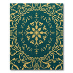 Emerald Golden Scroll Mandala Rug