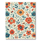 Whimsical Red Orange Floral Garden Bugs Rug