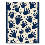 Navy Blue Paw Print Pattern Rug