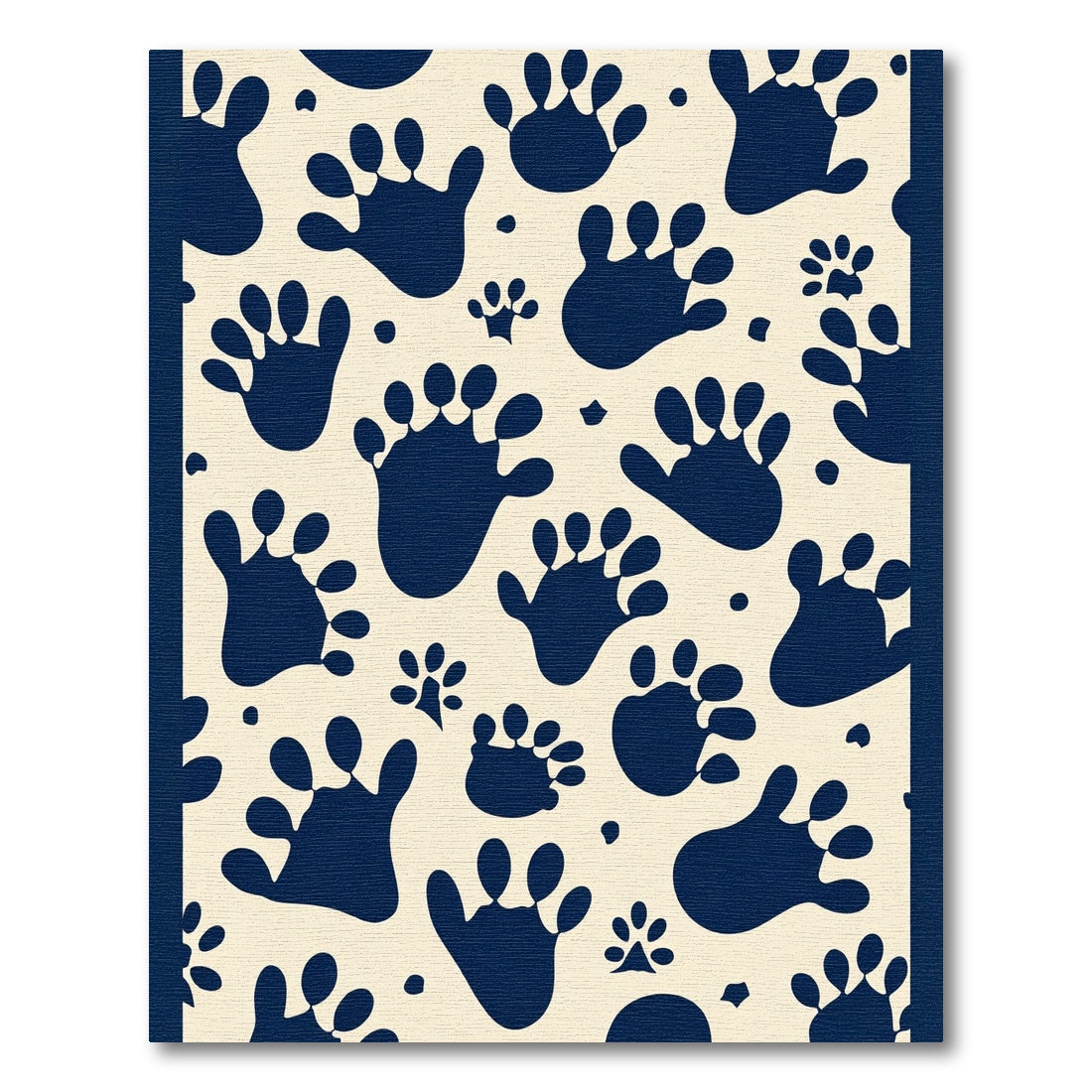 Navy Blue Paw Print Pattern Rug