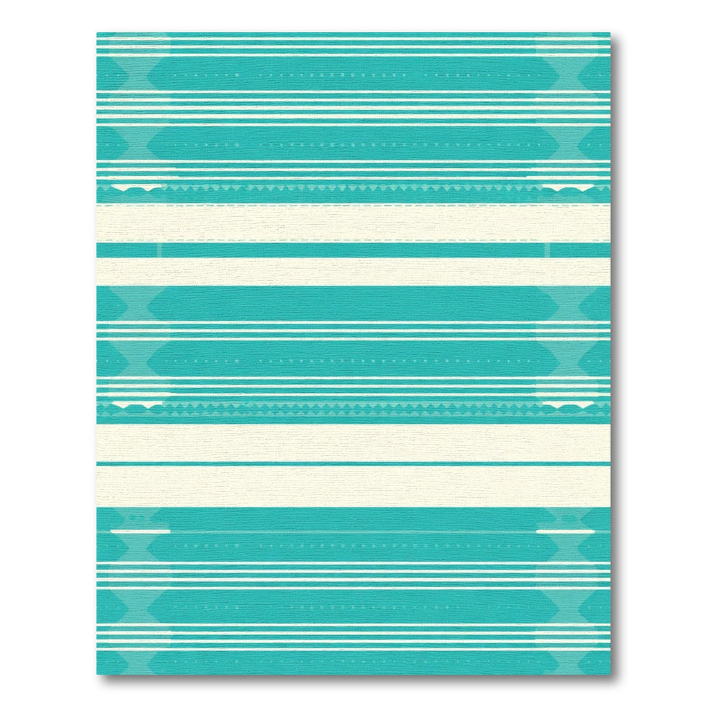 Teal Cream Abstract Geometric Stripe Rug