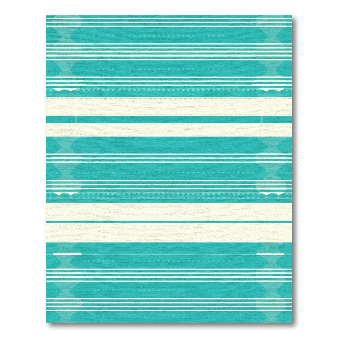 Teal Cream Abstract Geometric Stripe Rug