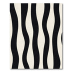 Modern Black Cream Wavy Stripe Rug