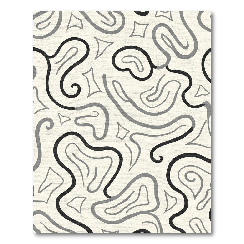 Monochromatic Abstract Swirls And Shapes Rug