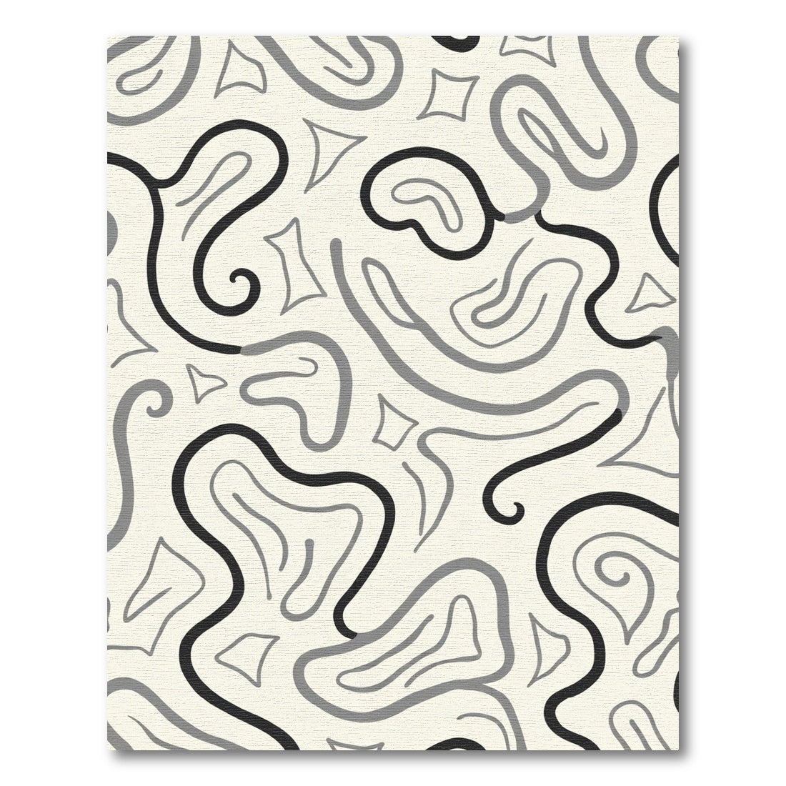 Monochromatic Abstract Swirls And Shapes Rug