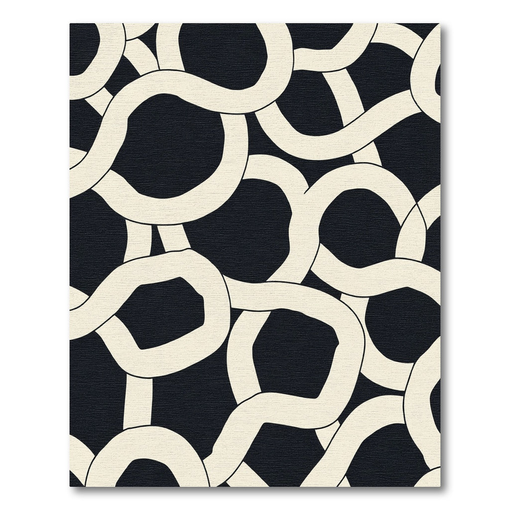 Bold Black Cream Interlocking Curves Rug