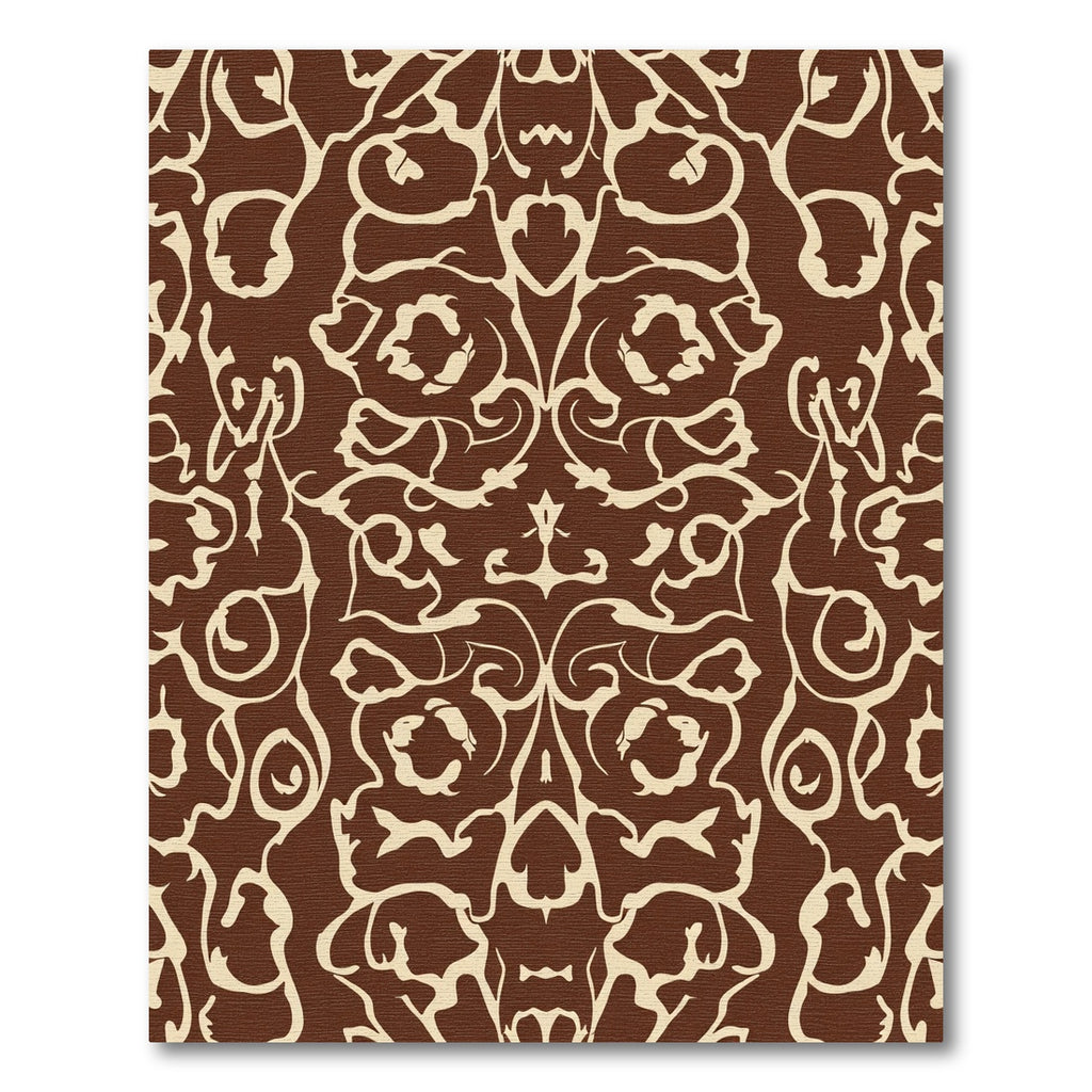 Rustic Cocoa Cream Scrollwork Rug