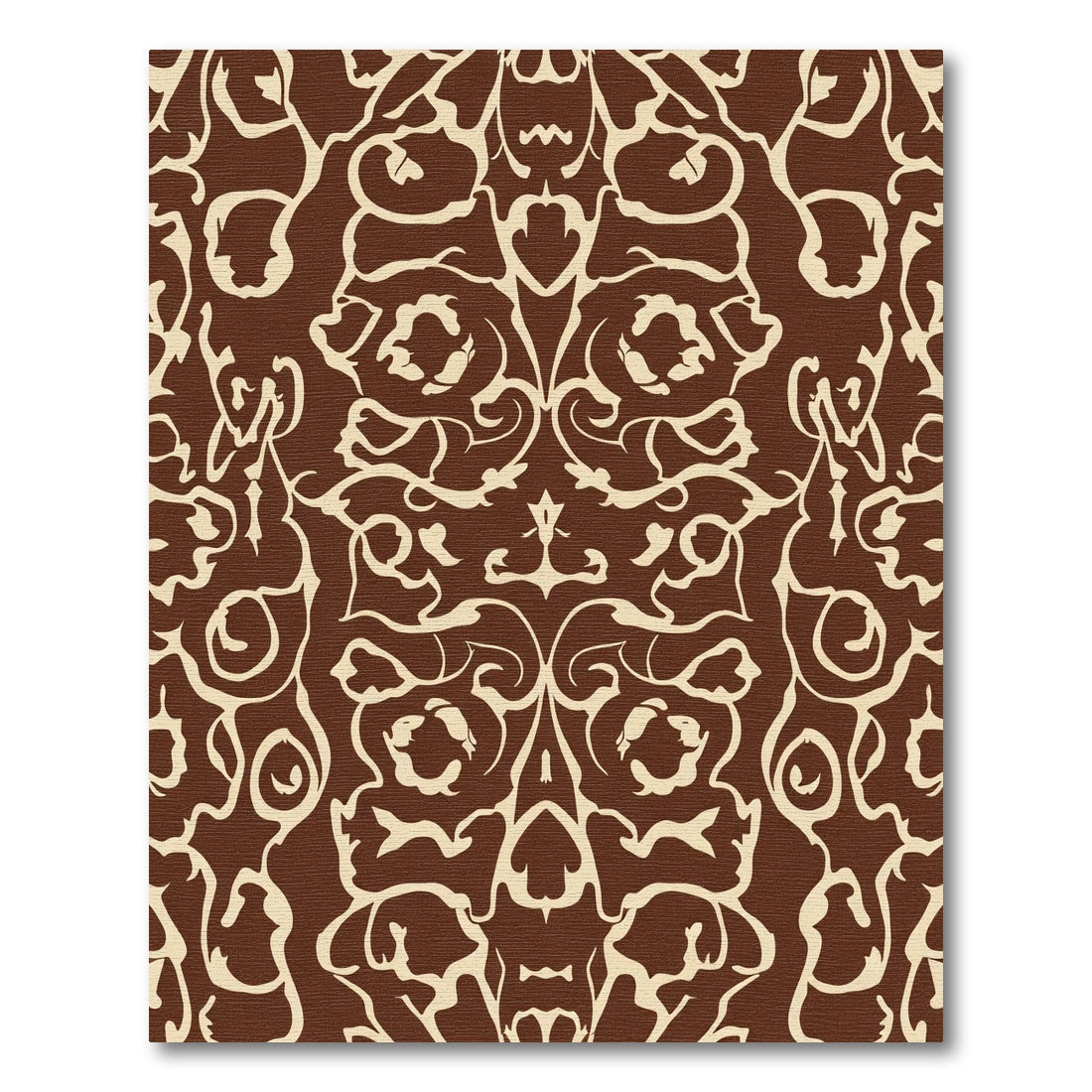 Rustic Cocoa Cream Scrollwork Rug