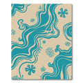 Teal Wavy Floral Organic Rug