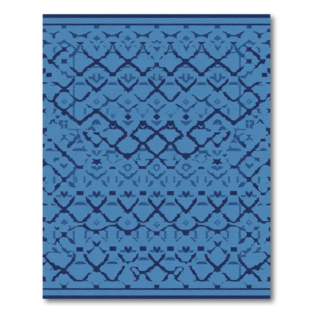 Indigo Lattice Repeating Organic Rug