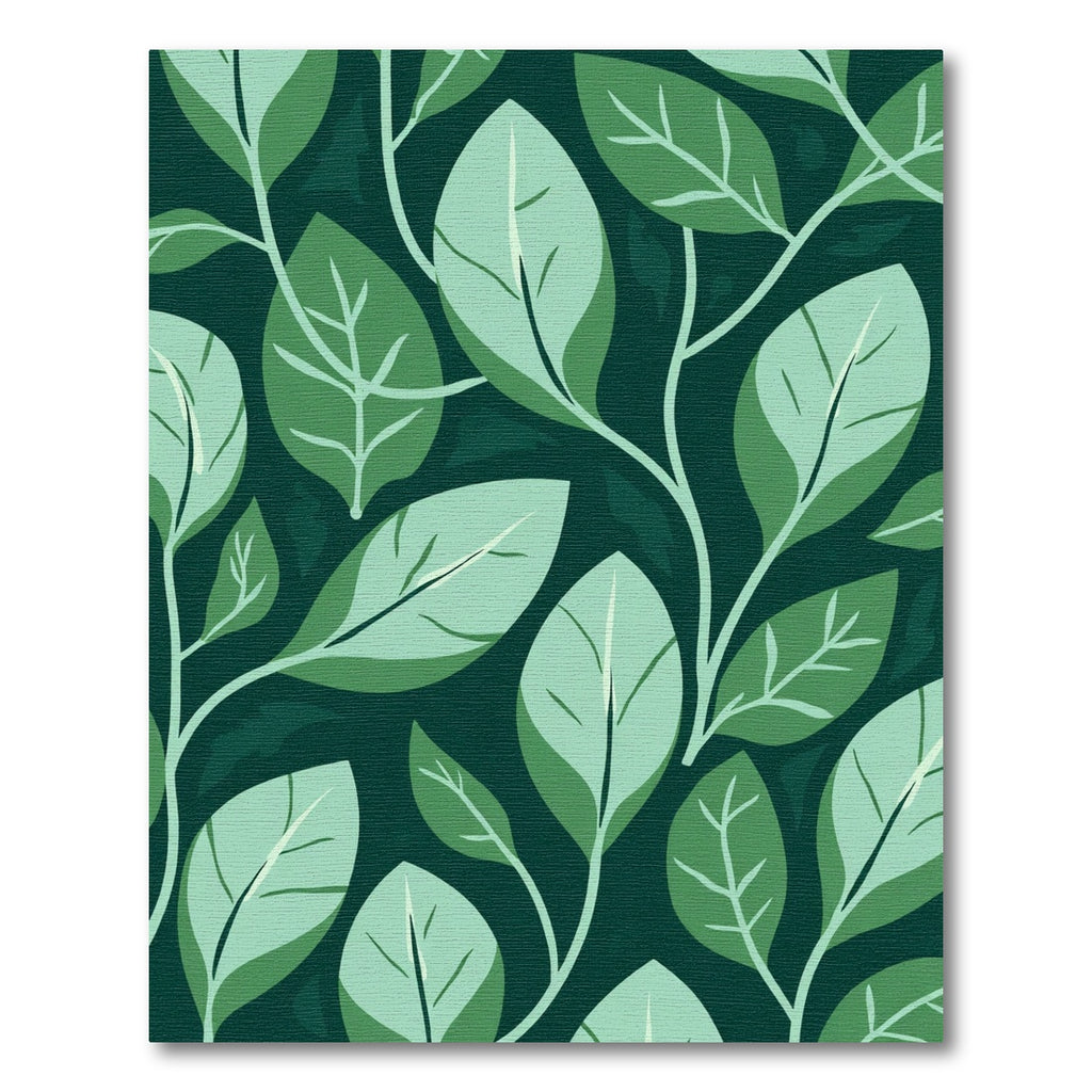 Dark Green Leafy Branches Harmony Rug