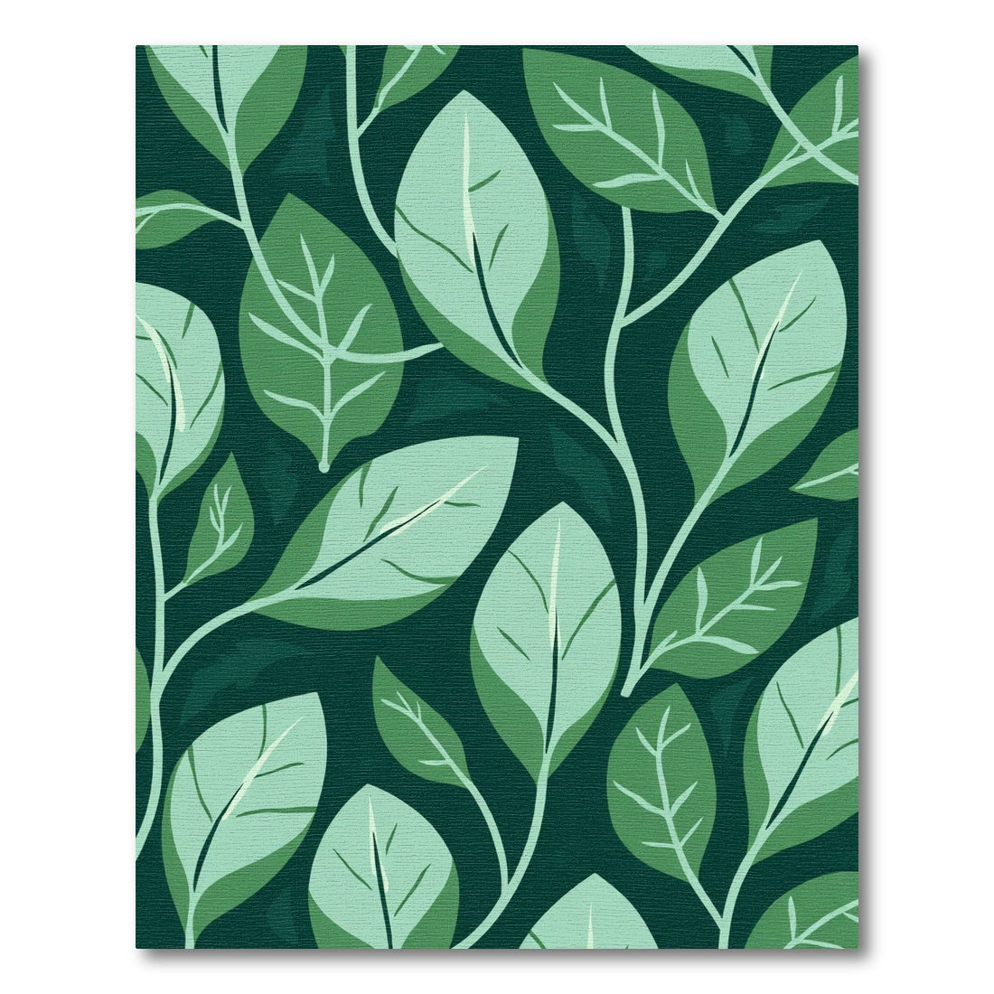 Dark Green Leafy Branches Harmony Rug