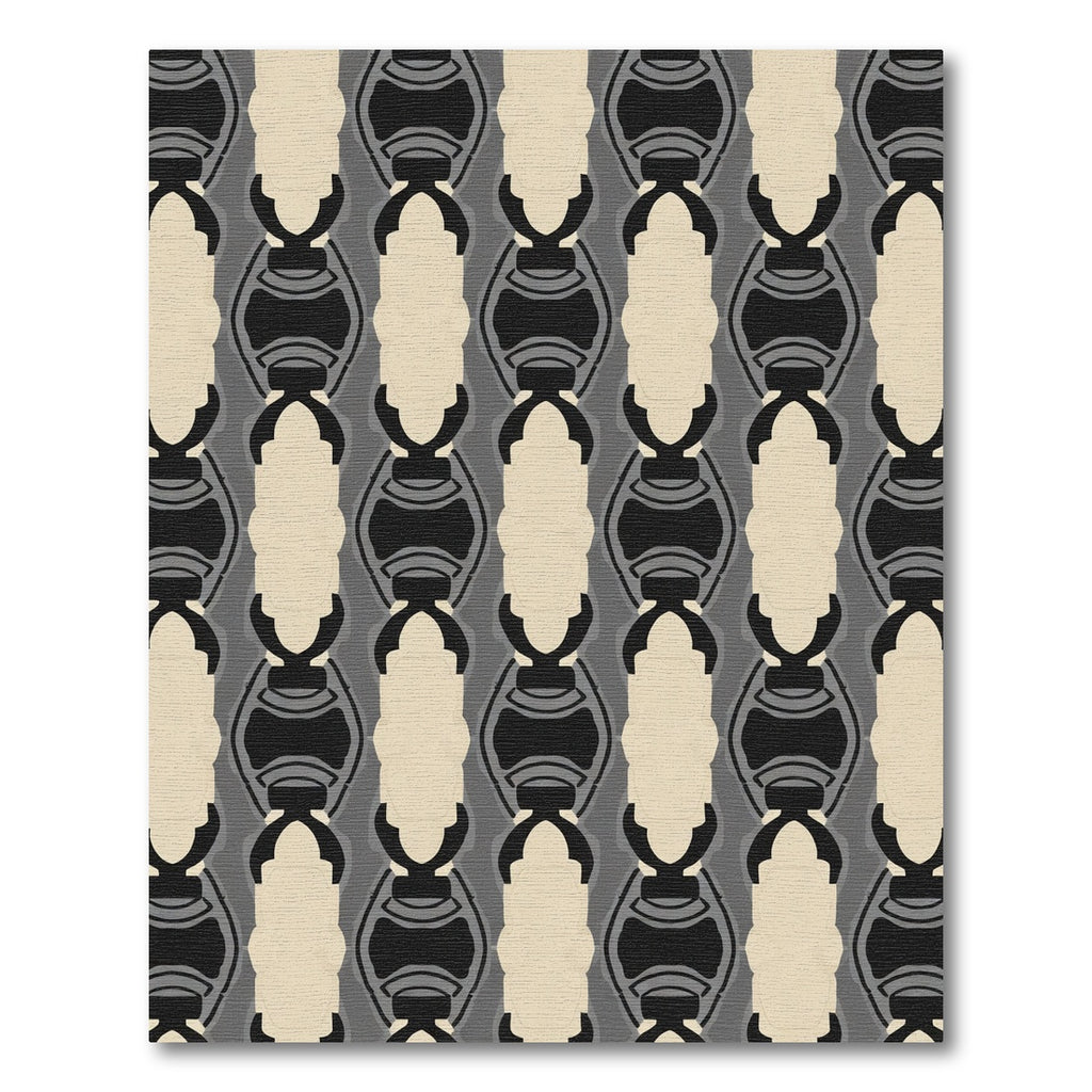 Modern Beige Black Abstract Oval Rug