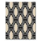 Modern Beige Black Abstract Oval Rug