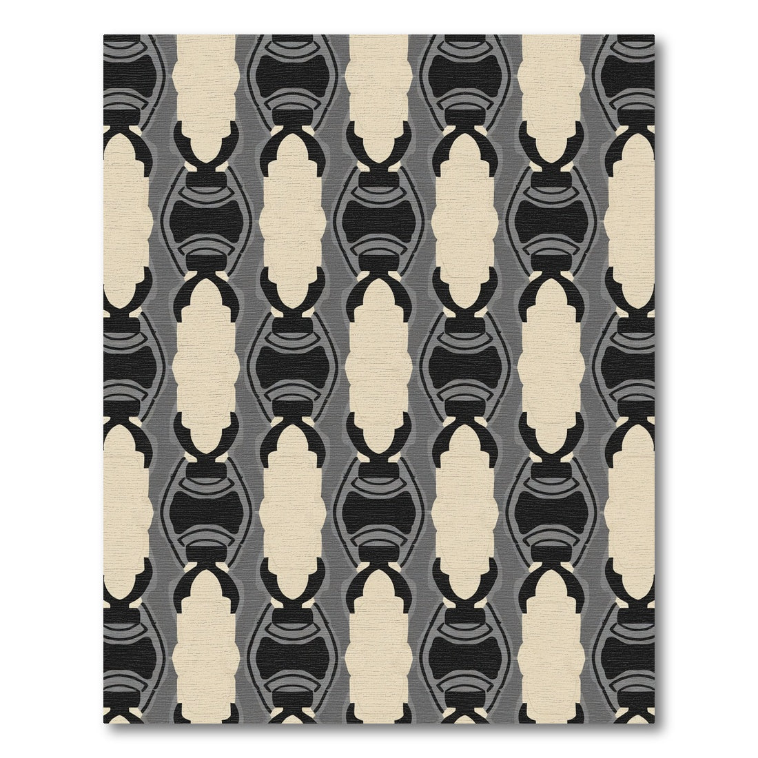 Modern Beige Black Abstract Oval Rug