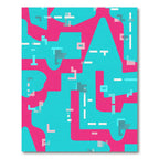Circuit Board Pink Teal Abstract Lines Rug