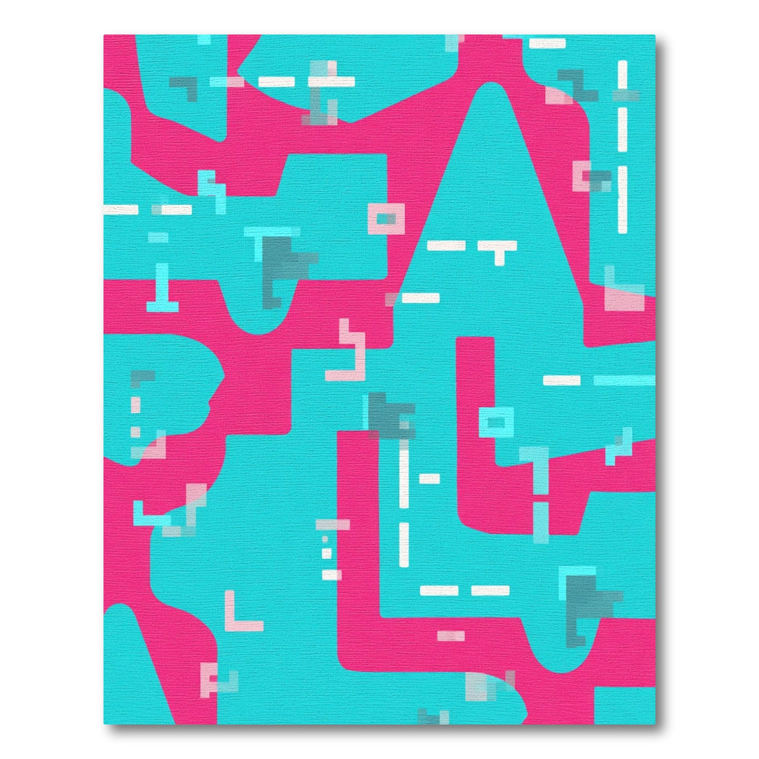 Circuit Board Pink Teal Abstract Lines Rug