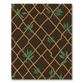 Brown Gold Lattice Green Leaf Rug