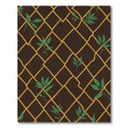 Brown Gold Lattice Green Leaf Rug