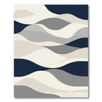 Modern Navy Gray Abstract Wave Rug