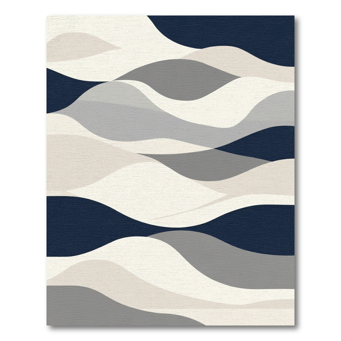 Modern Navy Gray Abstract Wave Rug