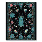 Teal Beetle Coral Flower Garden Rug