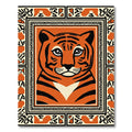Bold Orange Tiger Face Border Rug