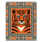 Bold Orange Tiger Face Border Rug
