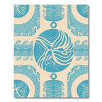 Cyan And Cream Abstract Circular Forms Rug
