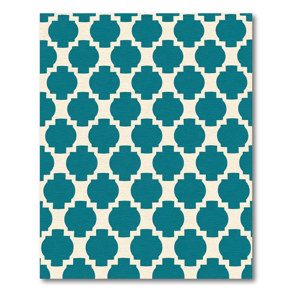 Teal Quatrefoil Geometric Overlay Rug
