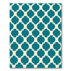 Teal Quatrefoil Geometric Overlay Rug