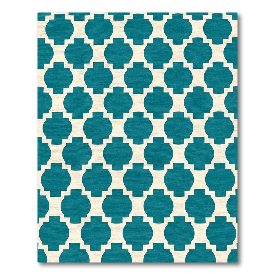 Teal Quatrefoil Geometric Overlay Rug