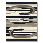 Monochrome Abstract Stripe Swirl Rug